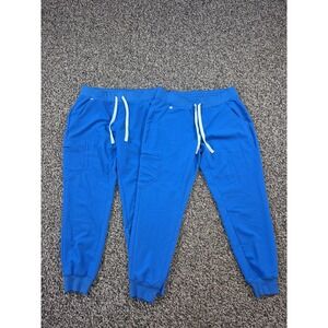 Lot of 2 Figs Zamora Jogger Scrub Pants Womens‎ M Blue Stretch W18SW2005P